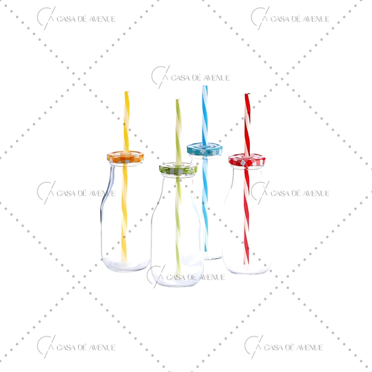 HomeCentre : HAWAII : Jar Bottles With Straw - Set of 4