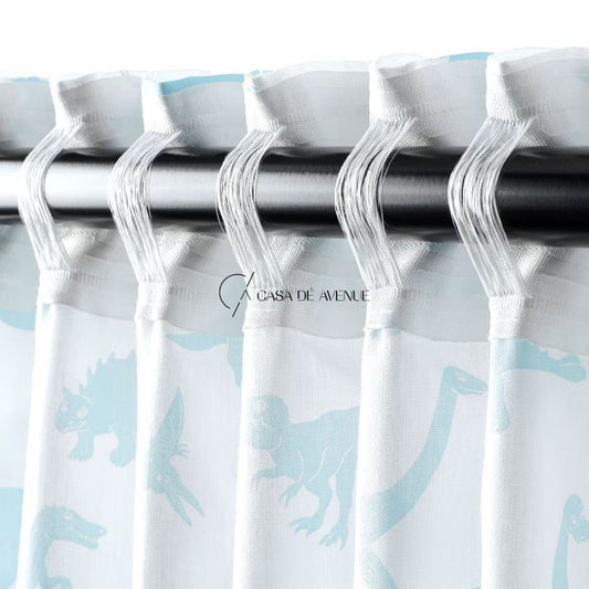 IKEA : JATTELIK : Curtains with Tie Backs - Dinosaur