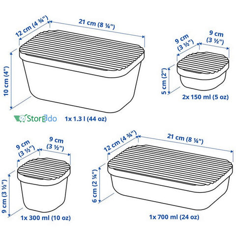 IKEA : HAVSTOBIS : Food Container With Lid - Set of 5