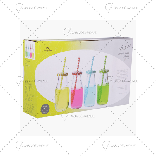 HomeCentre : HAWAII : Jar Bottles With Straw - Set of 4
