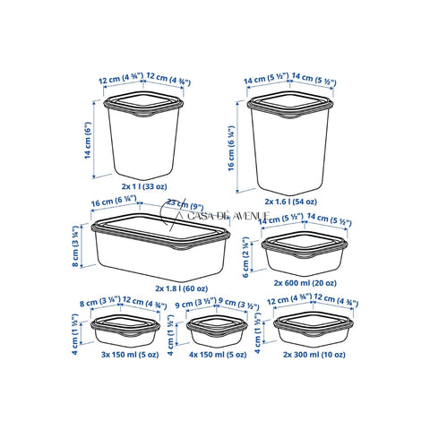 IKEA : PRUTA : Food Containers With Lid - Set of 17