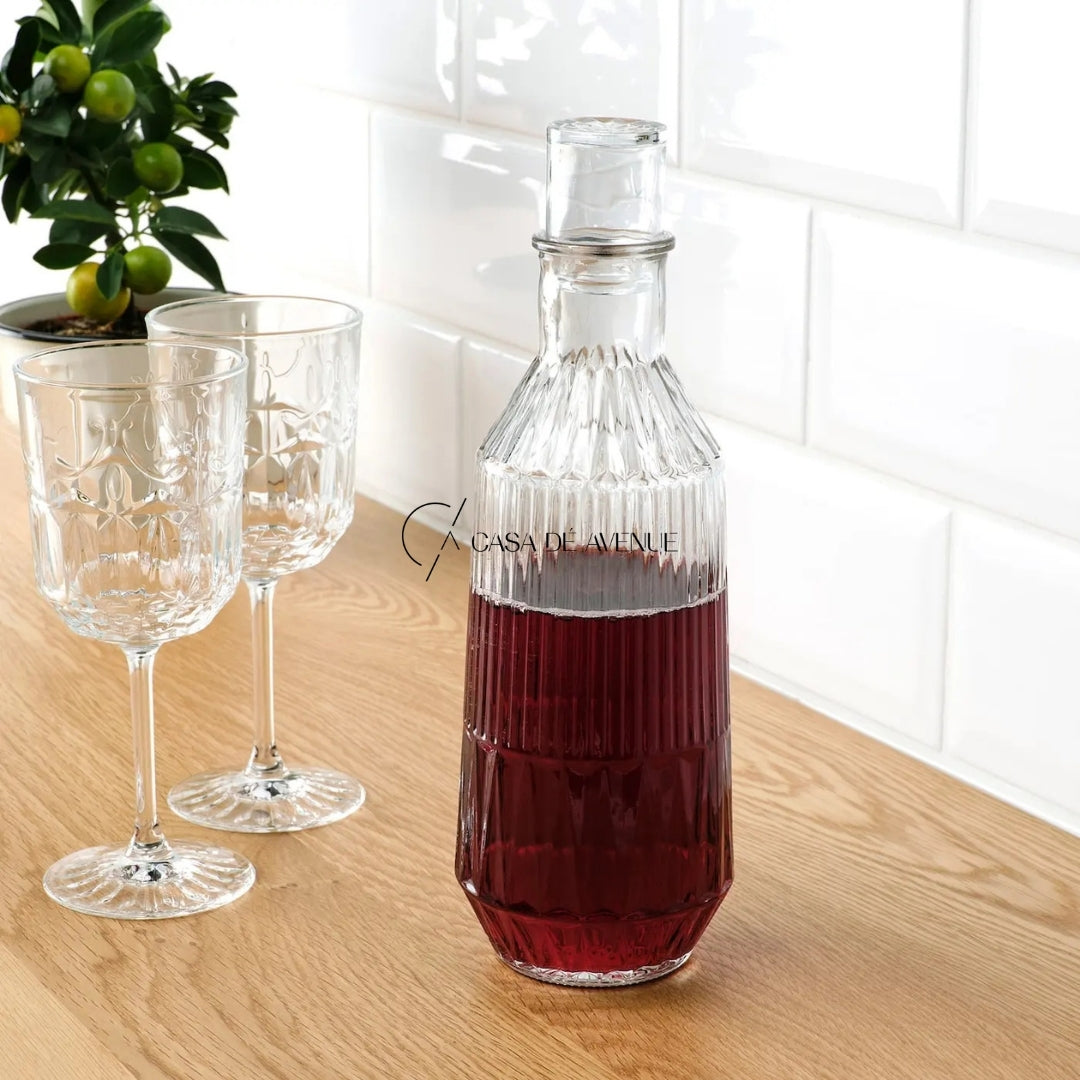 IKEA : SALLSKAPLIG : Carafe With Stoper Clear Glass - Patterned