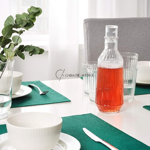 IKEA : SALLSKAPLIG : Carafe With Stoper Clear Glass - Patterned